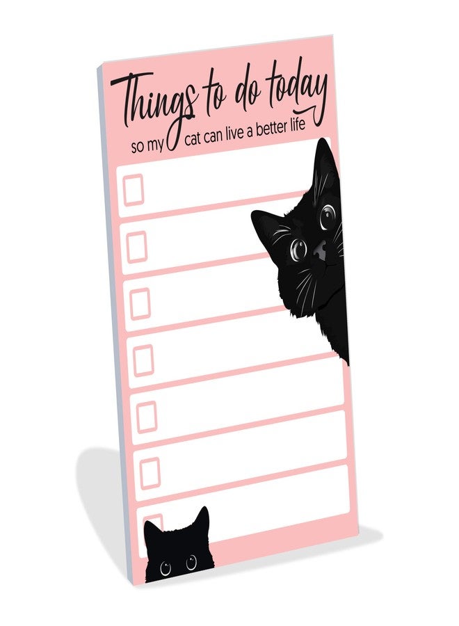 DAILY RITMO Funny Black Cat Lover Small to Do List Sticky Notes, Pink | Things to Do Today | Humor Notebook Notepad Note Card for Women Gift| 50 Pages 4x6 by DAILY RITMO - Image 1